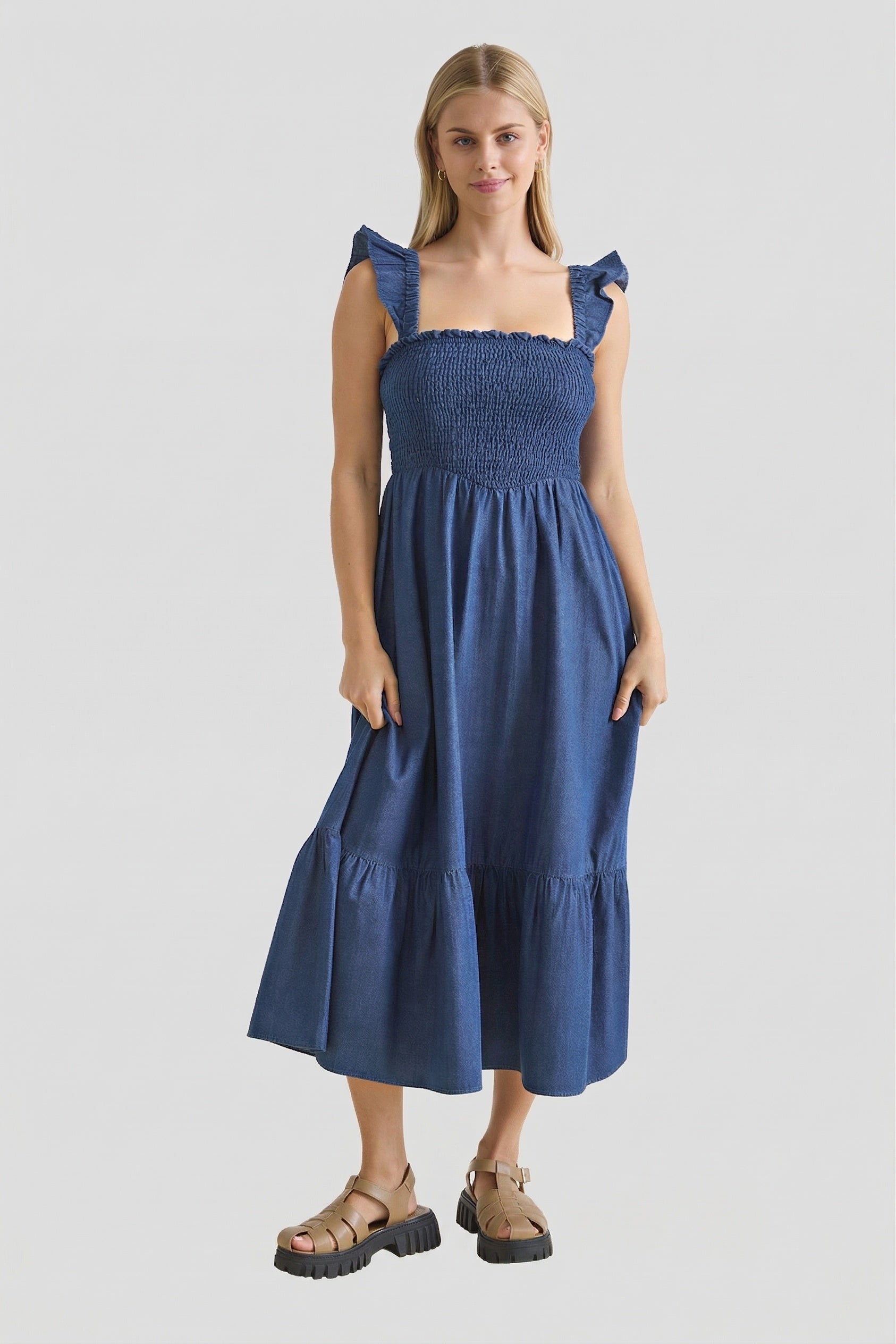 knee length dresses for ladies Ada Denim Midi Dress main image 1