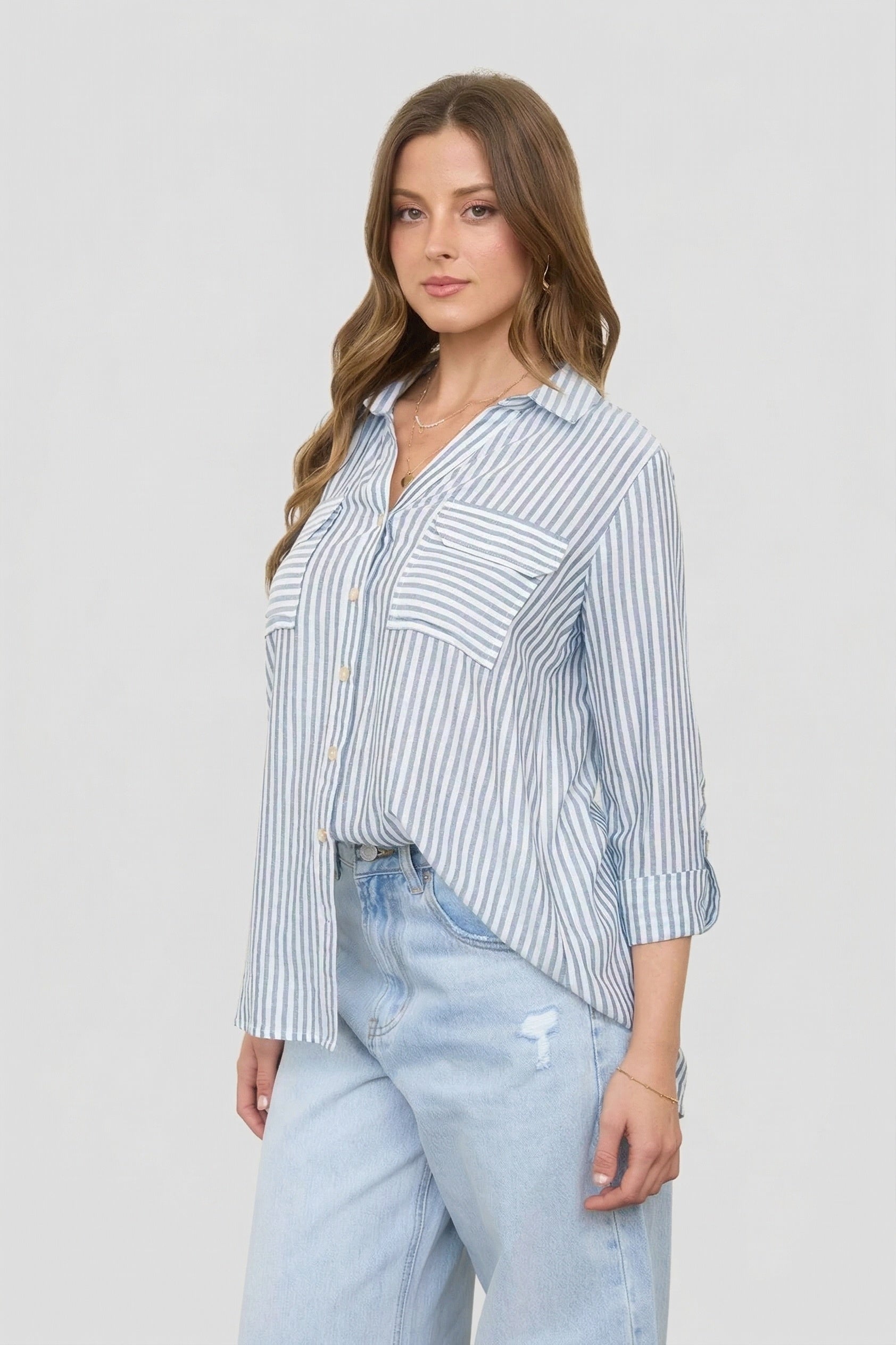 Lightweight Stripe Button Down