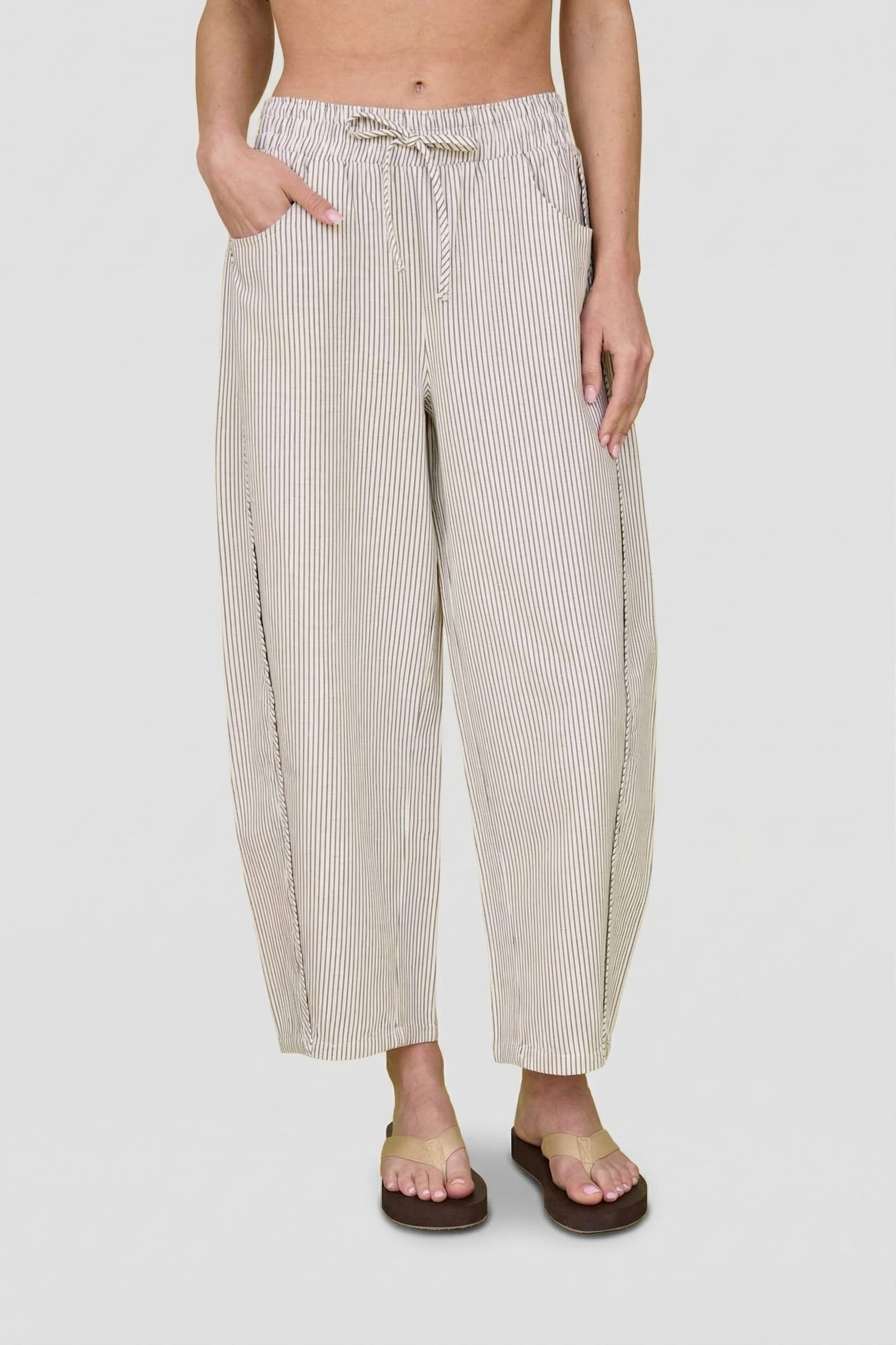 Cotton Drawstring Baggy Pants