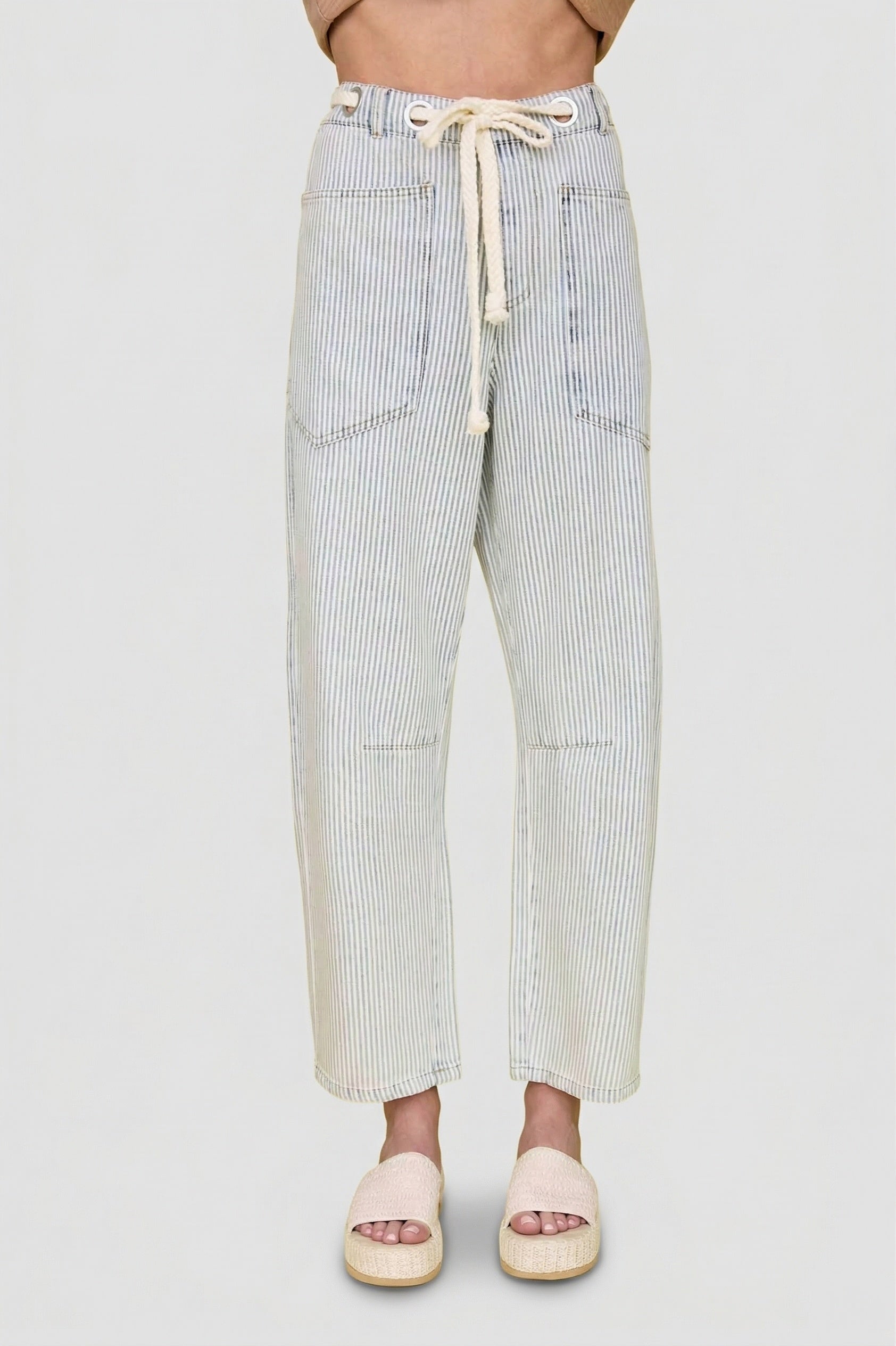 Eyelet Rope Waist Tie Jeans