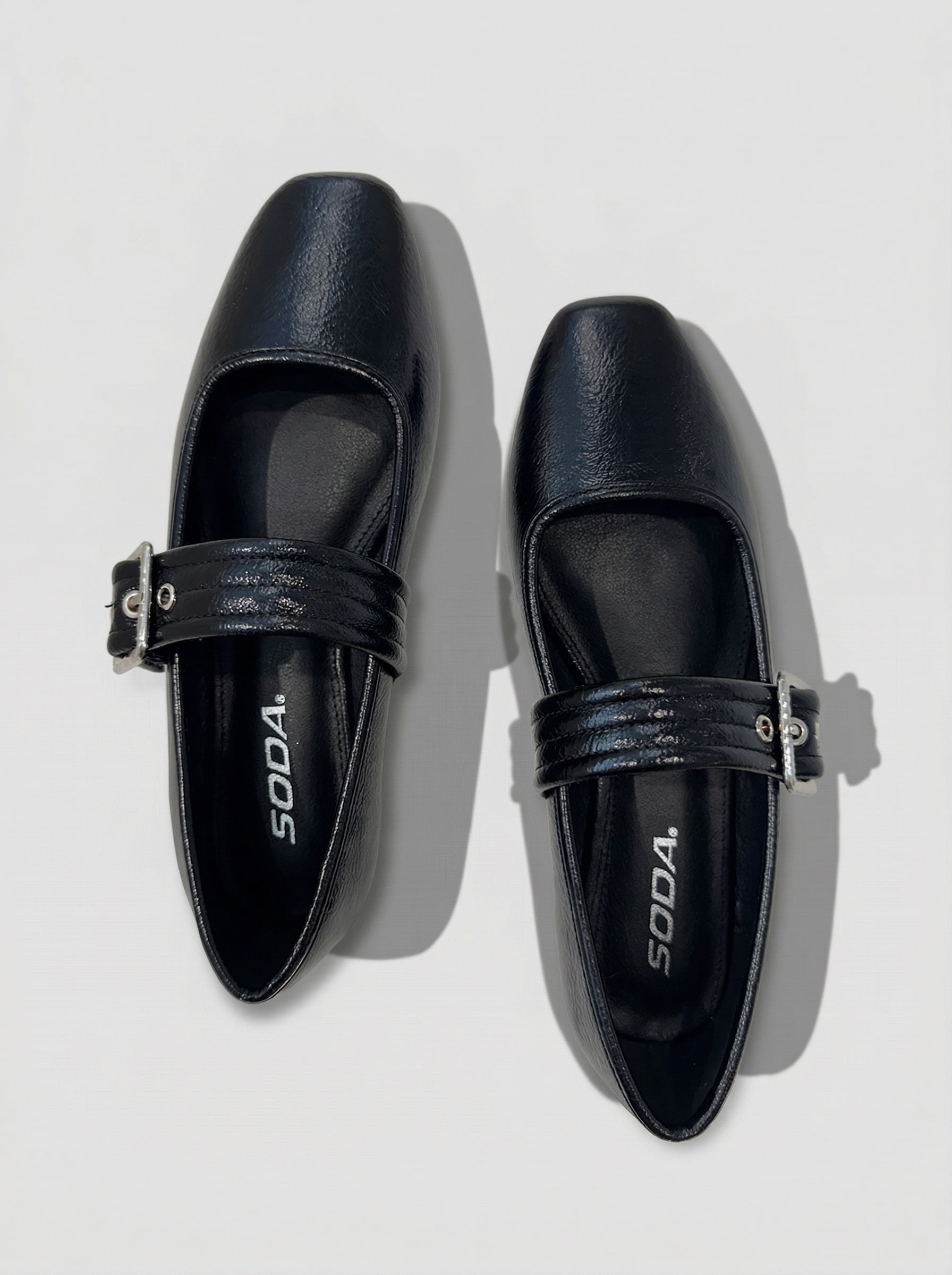 Padded Buckle Mary Jane Flats
