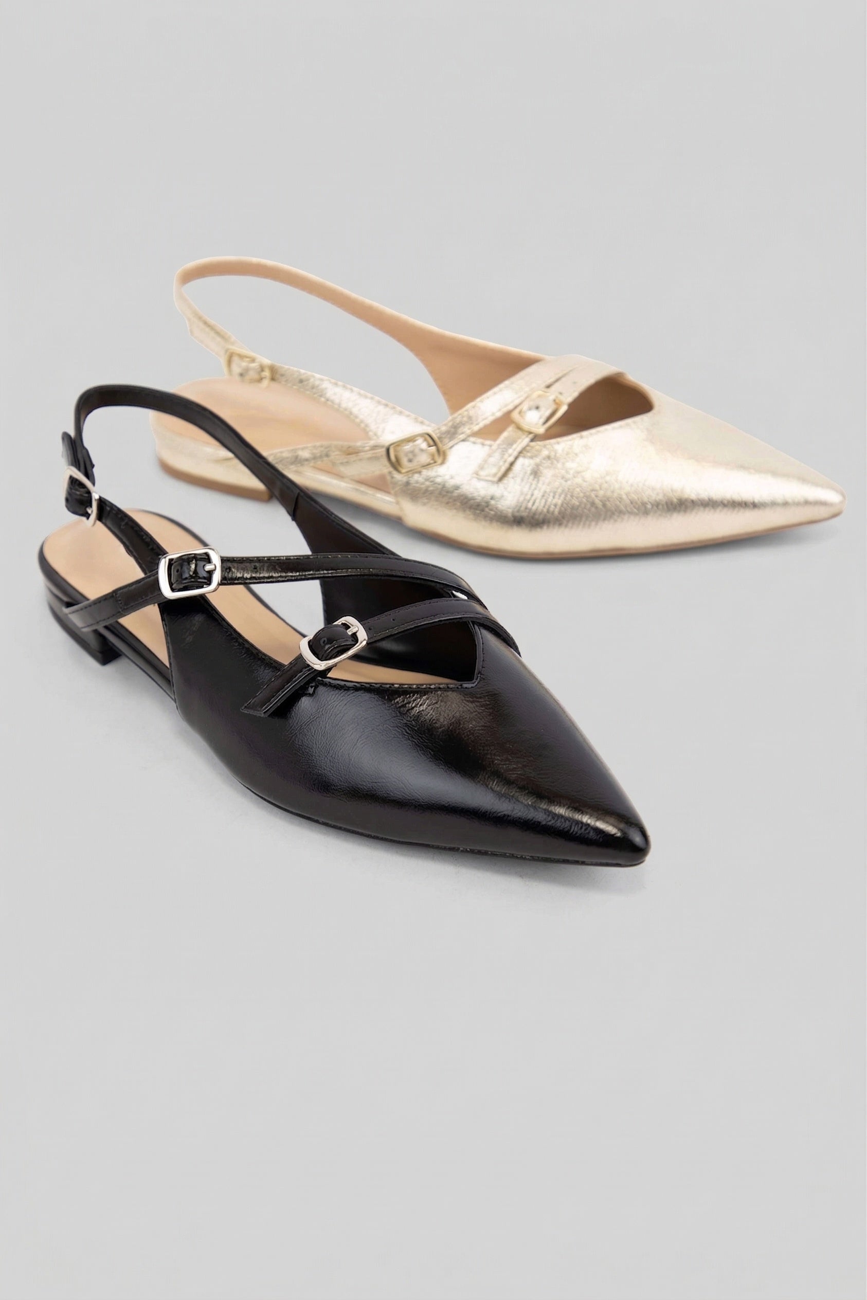 Strappy Pointed Toe Slingback Flat Soda City