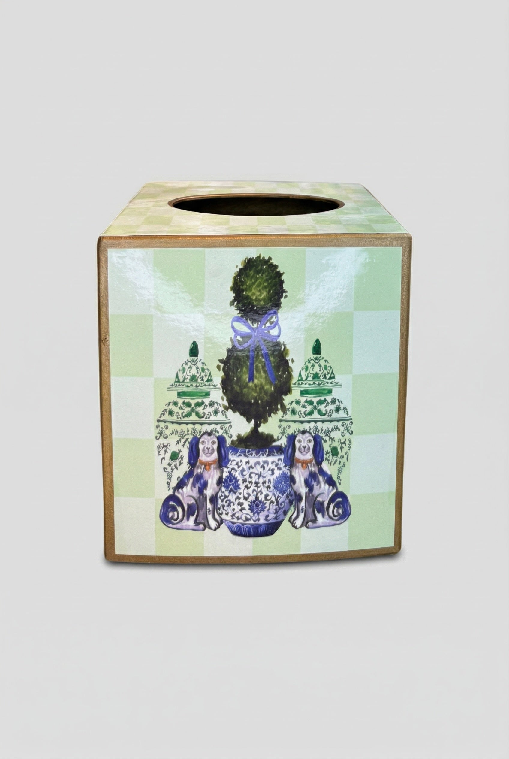 Tissue Box w/ Staffordshire Dogs
