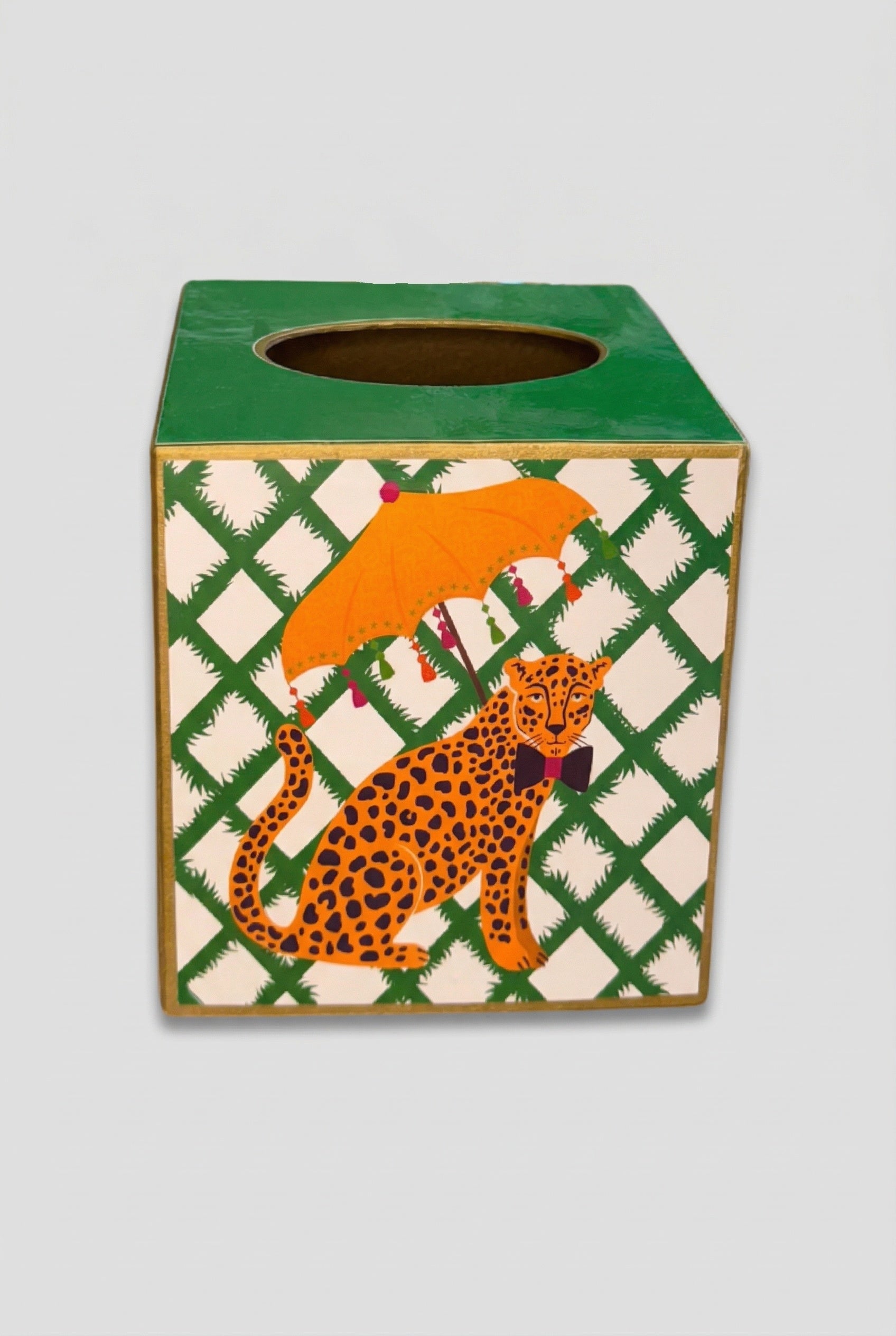 Tissue Box w/ Bow Tie Leopard