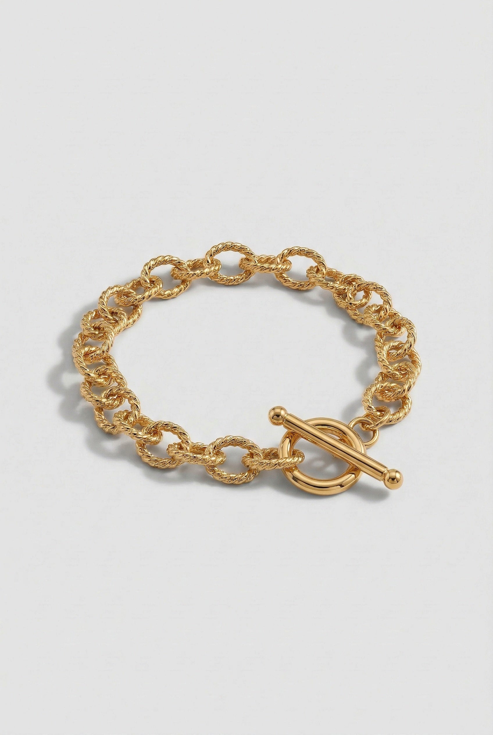 Textured Chain Link Toggle Bracelet