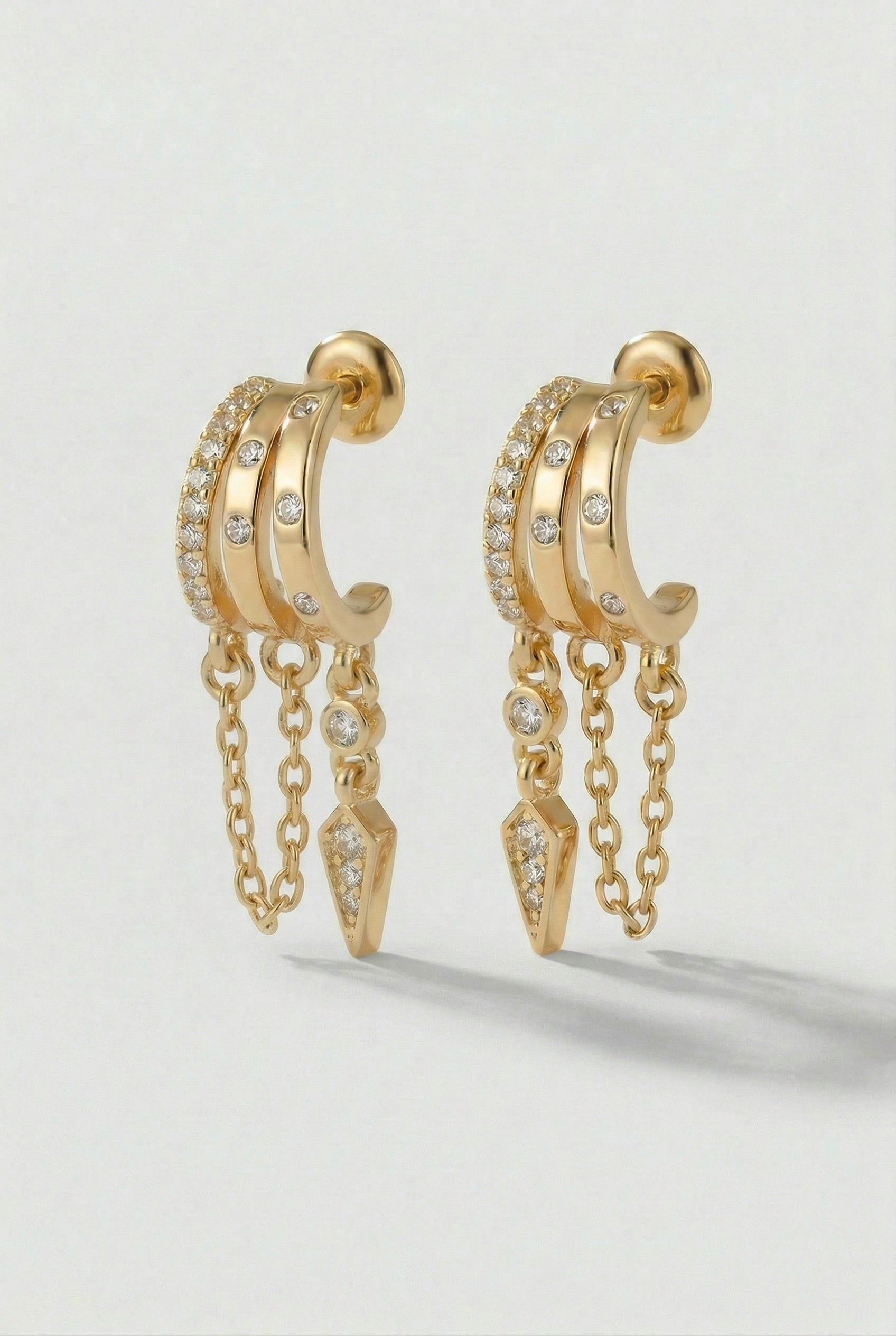 Pavé Crystal & Chain Drop Earrings
