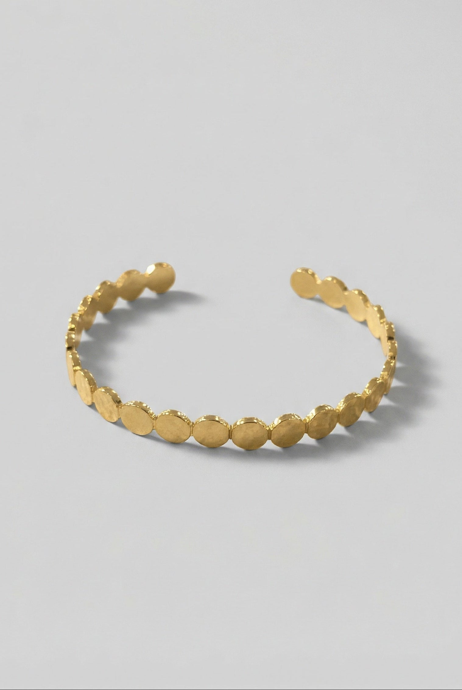 Gold Disc Open Cuff Bracelet