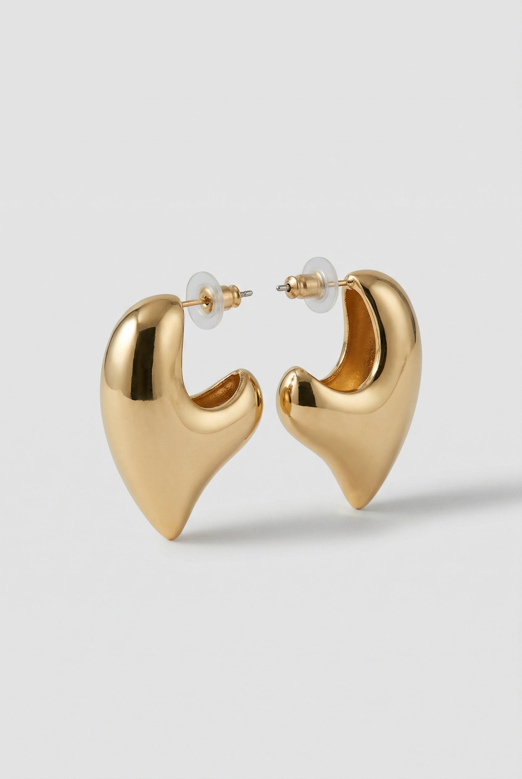 Molten Heart Sculptural Gold Stud Earrings