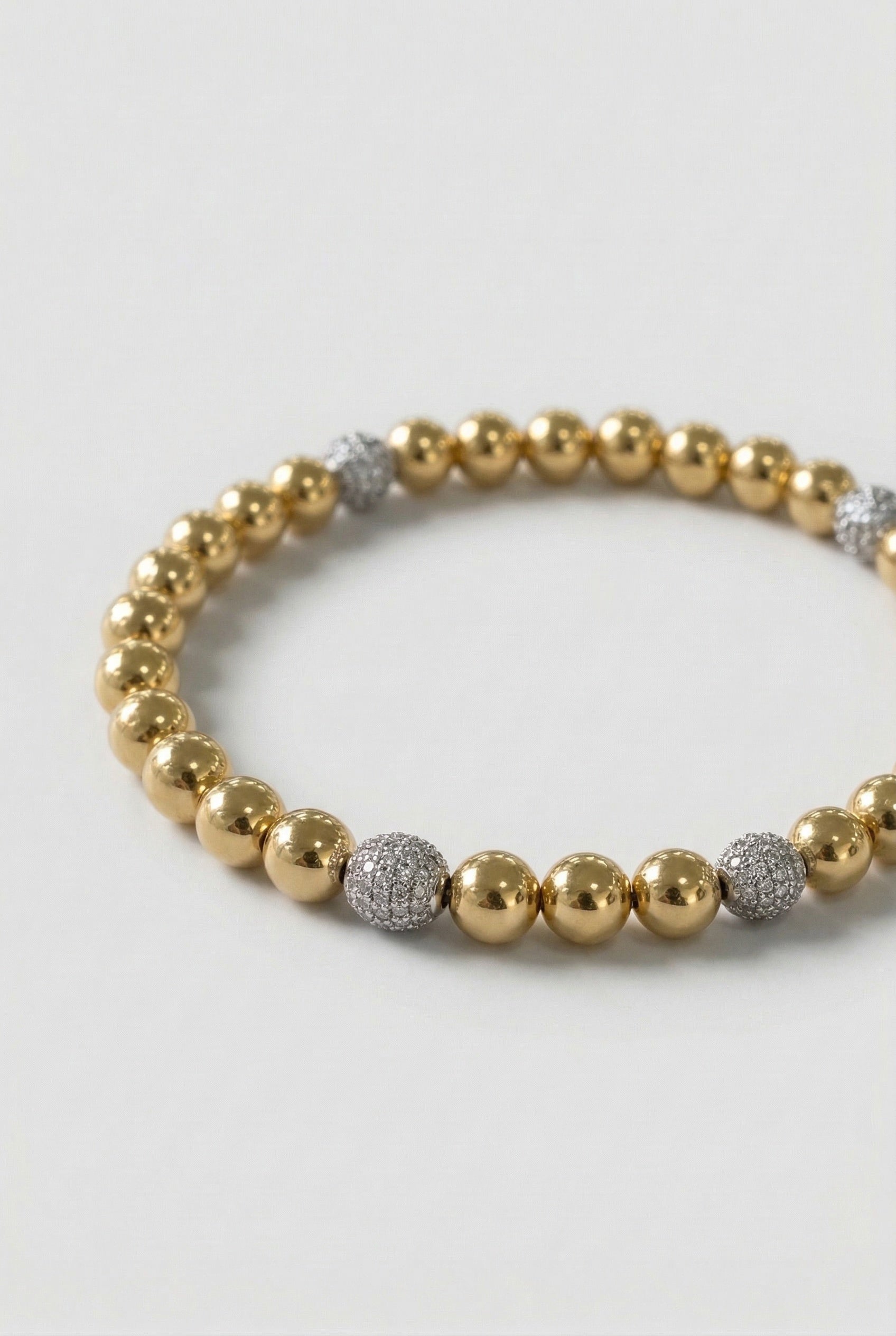 Gold Beaded Bracelet with Crystal Accents