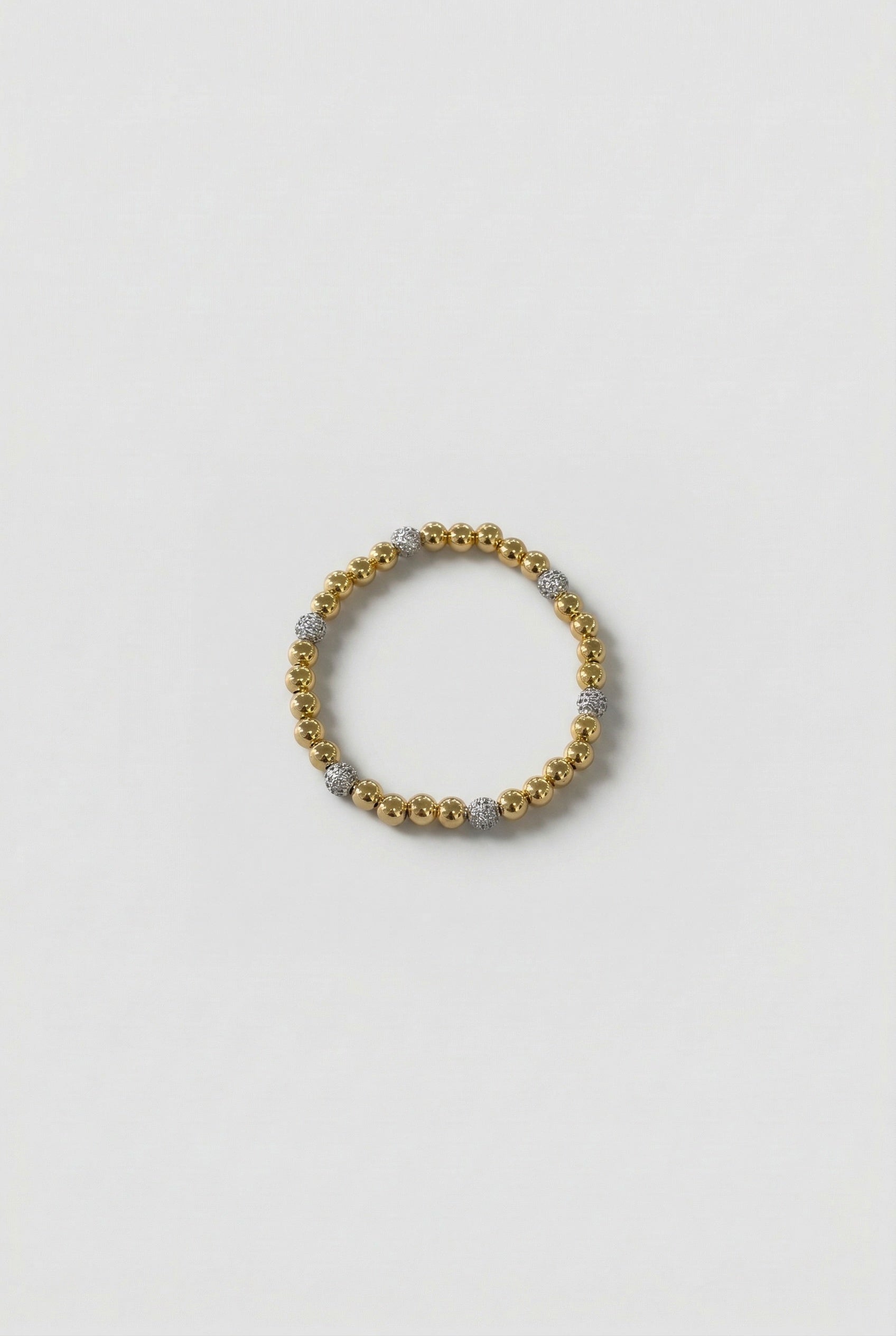 Gold Beaded Bracelet with Crystal Accents