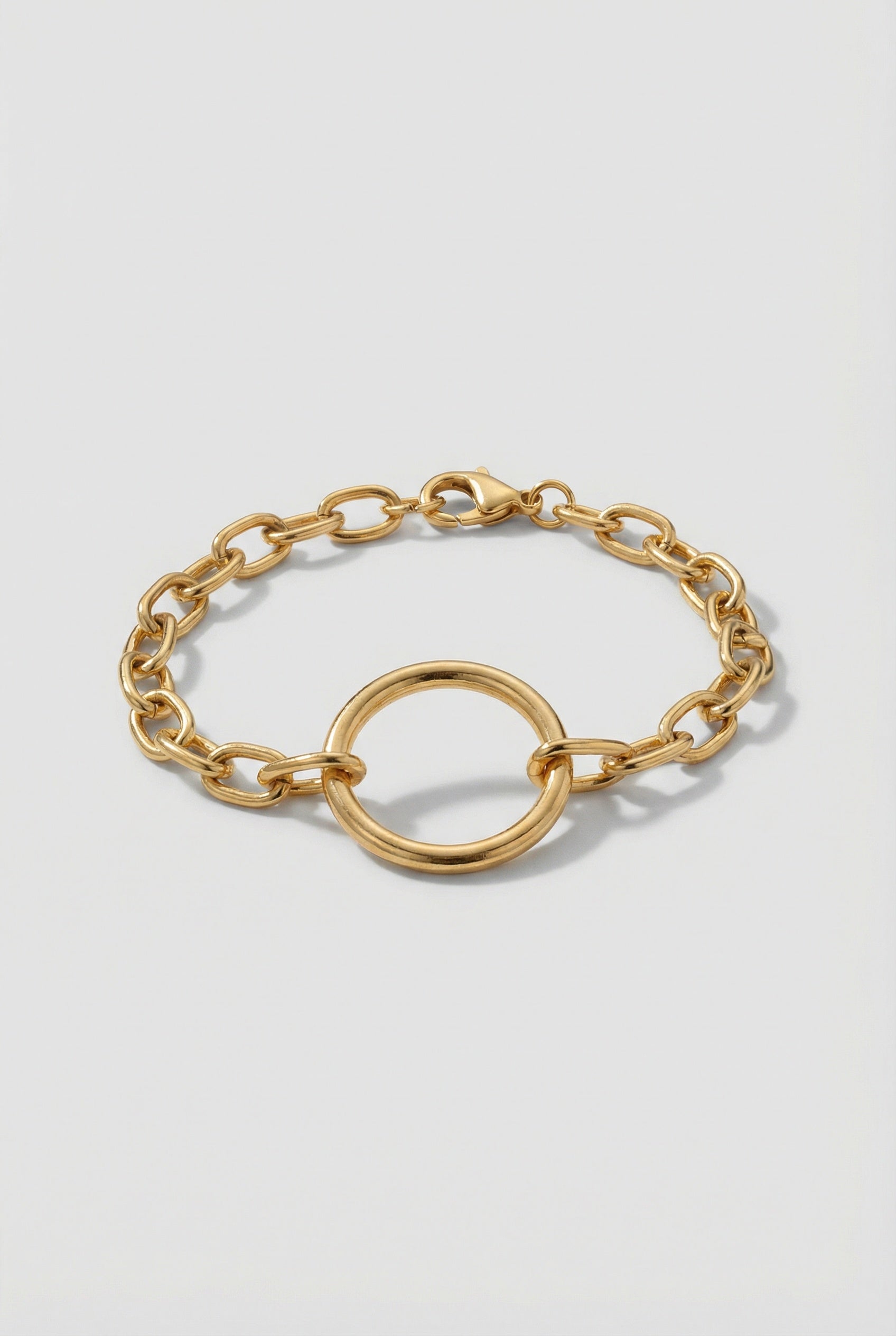 Modern Gold Circle Link Bracelet