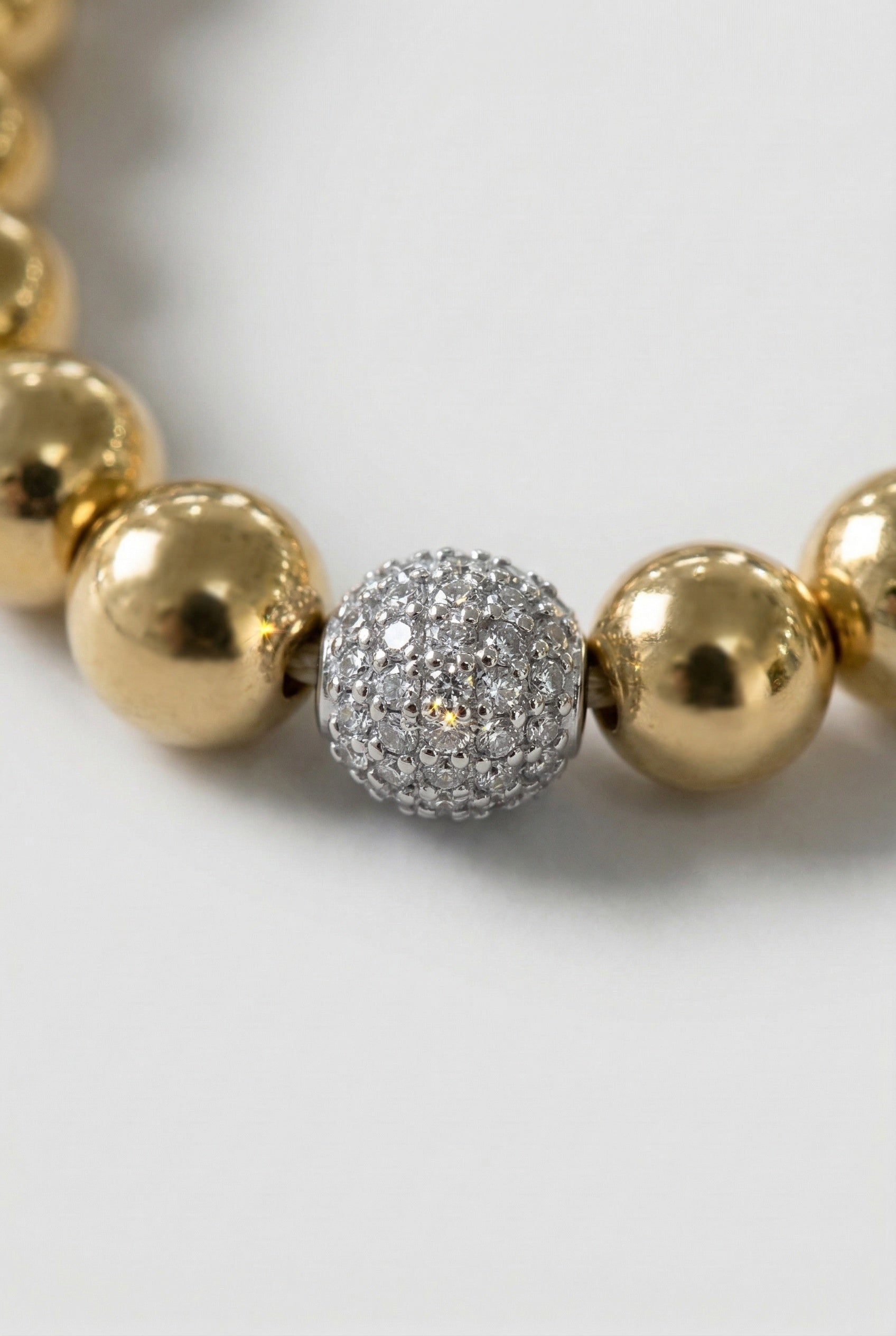 Gold Beaded Bracelet with Crystal Accents
