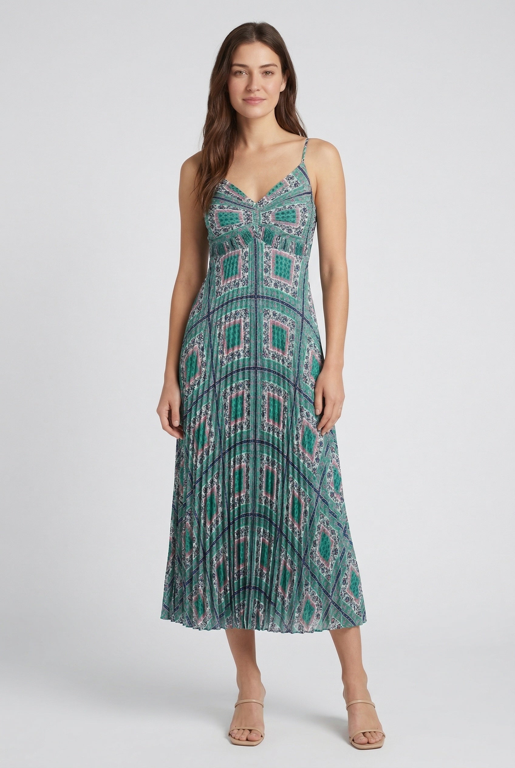 Sleeveless Pleated Midi Dress