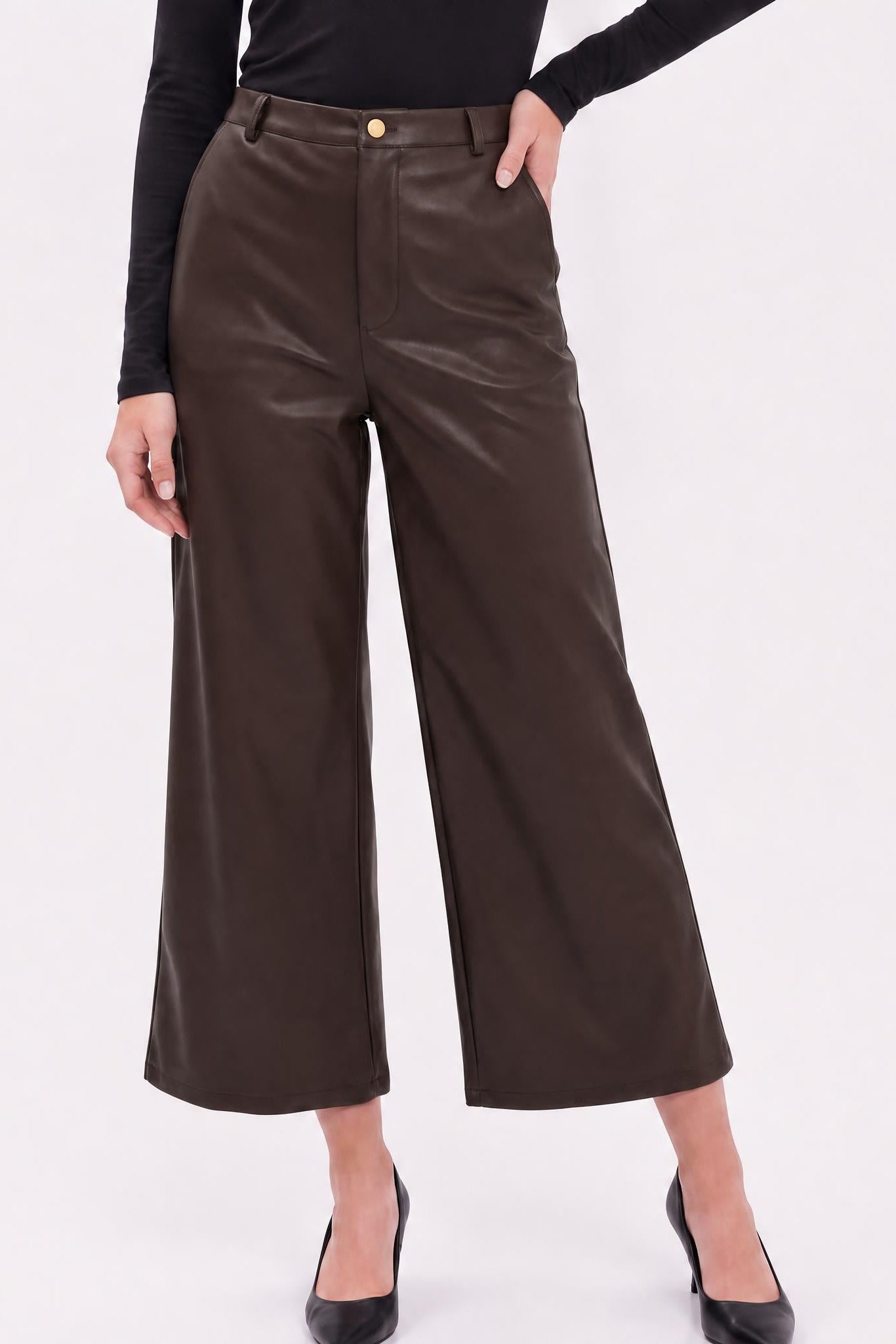 Vegan Leather Culotte Pants