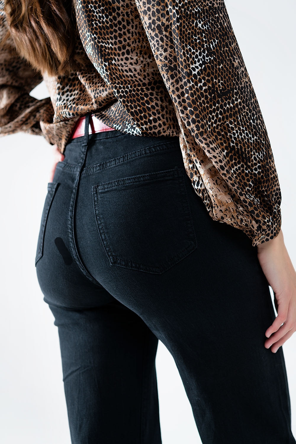 Straight Black Jean w/ Gold Buttons