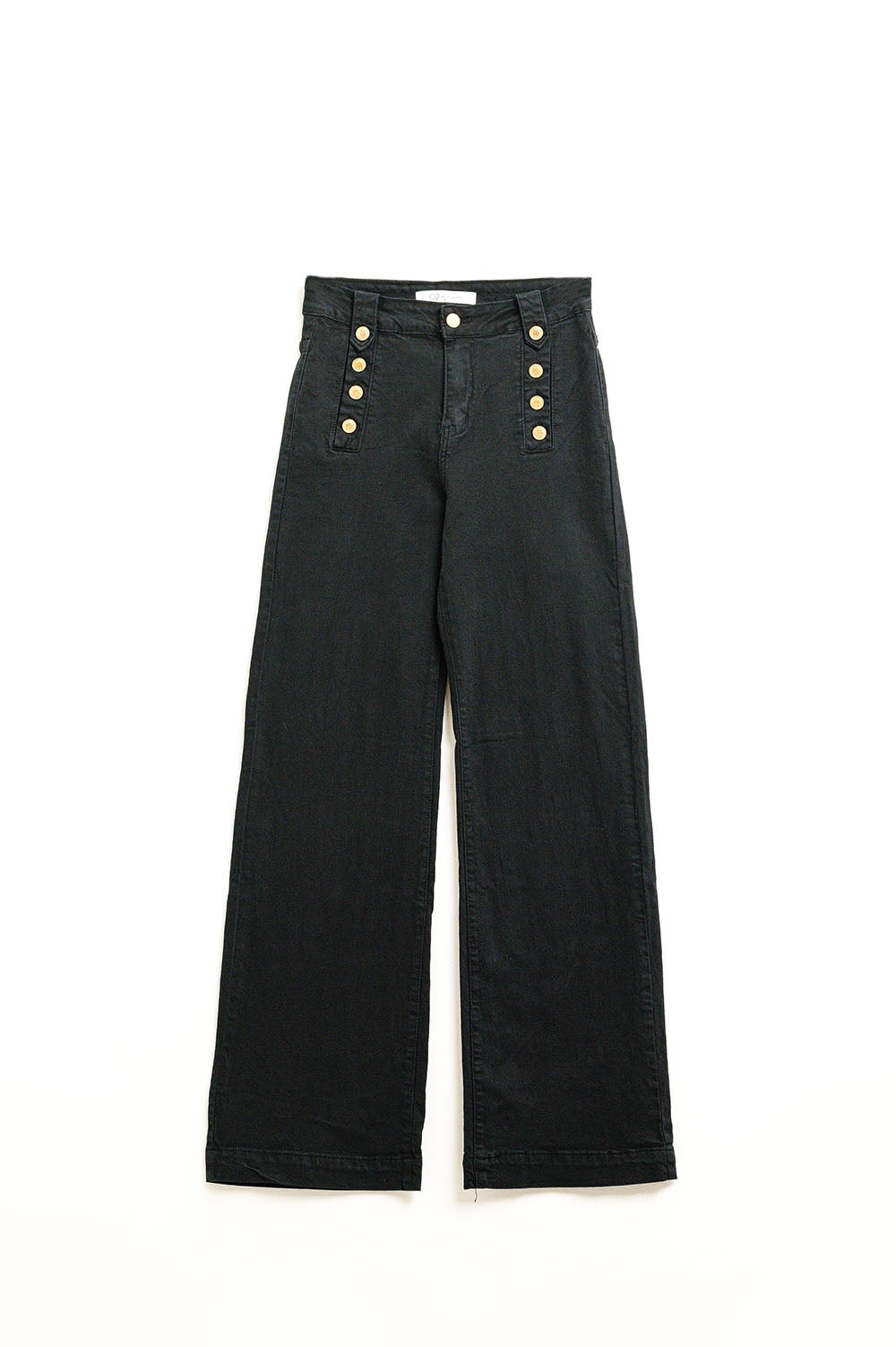 Straight Black Jean w/ Gold Buttons