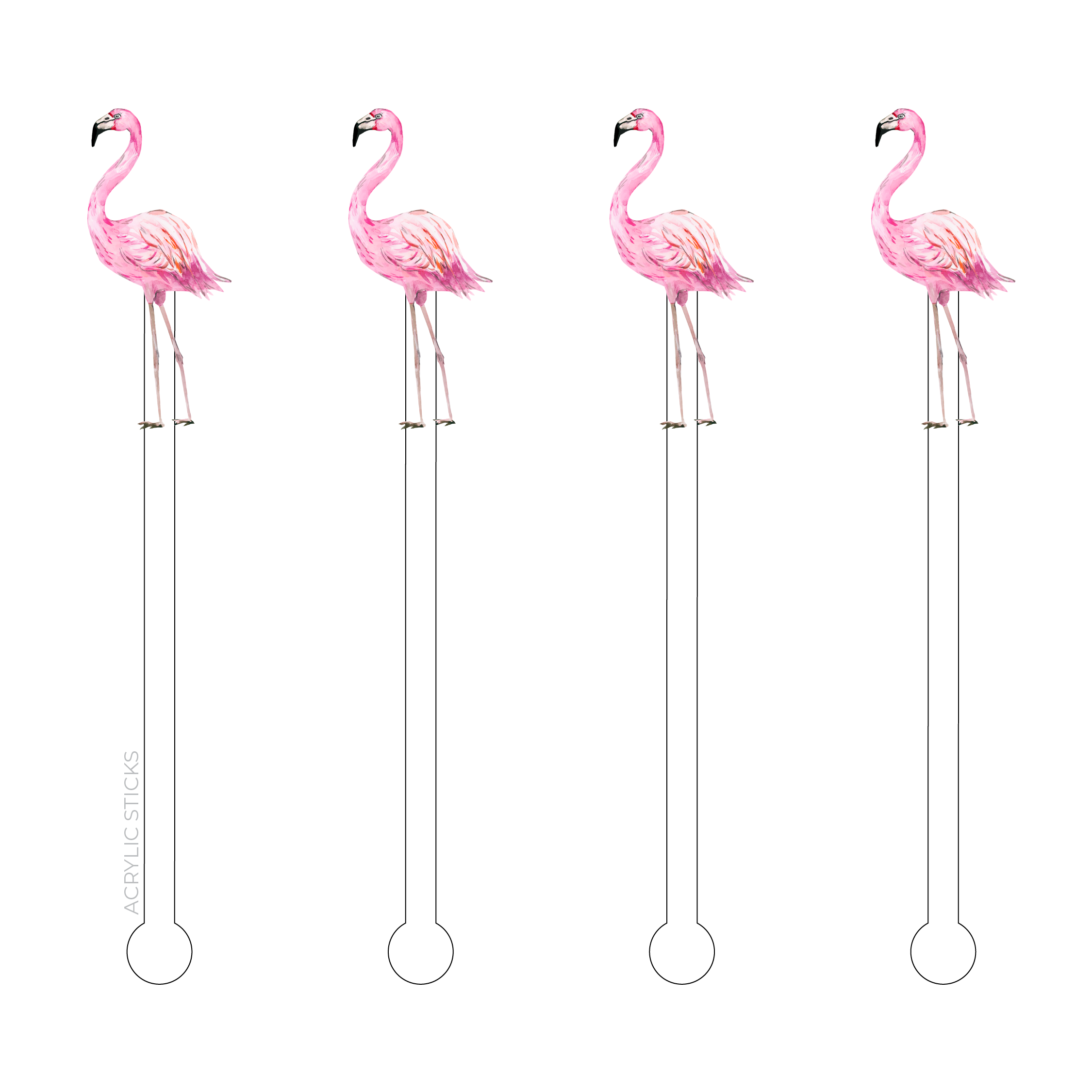 Flamingo Acrylic Stir Sticks pink front | MILK MONEY milkmoney.co | cute gifts, party gifts
