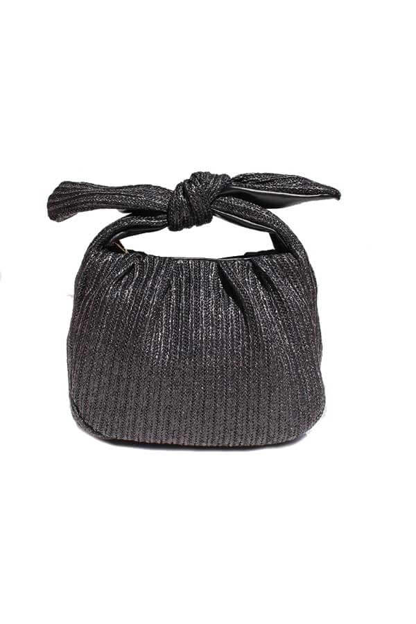 Bow Handle Straw Bag black front | MILK MONEY milkmoney.co | women's accessories. cute accessories. trendy accessories. cute accessories for girls. ladies accessories. women's fashion accessories.