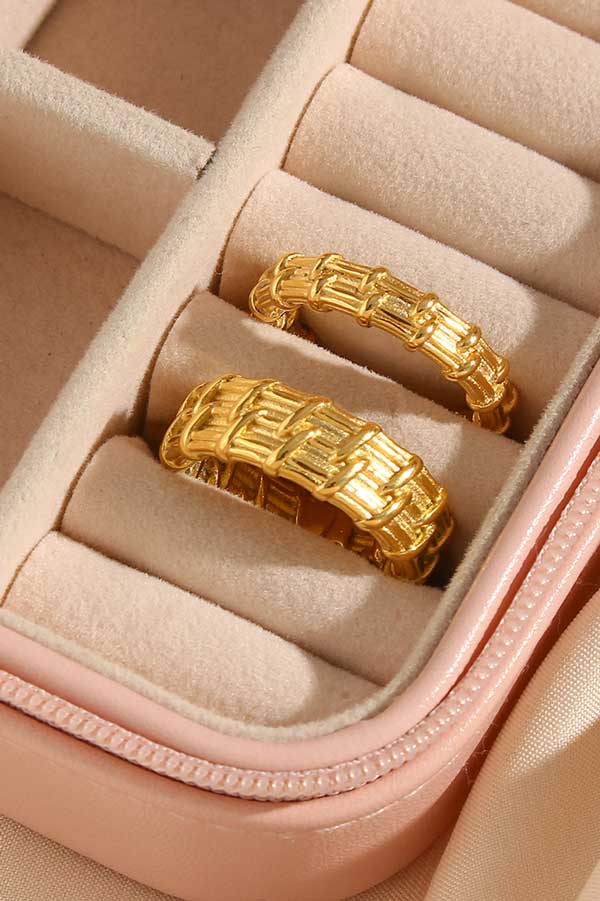 Braided Rattan Style Ring gold pair | MILK MONEY milkmoney.co | cute rings, simple rings, casual rings, simple rings for women, trendy rings, cute rings for women, cute cheap rings, casual rings for women