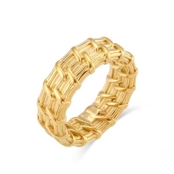 Braided Rattan Style Ring gold wide front | MILK MONEY milkmoney.co | cute rings, simple rings, casual rings, simple rings for women, trendy rings, cute rings for women, cute cheap rings, casual rings for women