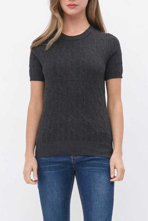 Cable Knit Tee Sweater black front | MILK MONEY milkmoney.co | cute clothes for women. womens online clothing. trendy online clothing stores. womens casual clothing online. trendy clothes online. trendy women's clothing online. ladies online clothing stores. trendy women's clothing stores. cute female clothes.