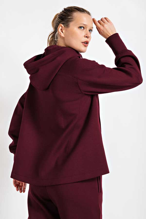 Zip Up Hoodie Jacket wine back | MILK MONEY milkmoney.co | cute jackets for women. cute coats. cool jackets for women. stylish jackets for women. trendy jackets for women. trendy womens coats.