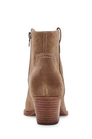 Dolce Vita Silma Bootie in Truffle Suede back brown | MILK MONEY milkmoney.co | cute shoes for women. ladies shoes. nice shoes for women. ladies shoes online. ladies footwear. womens shoes and boots. pretty shoes for women. beautiful shoes for women.