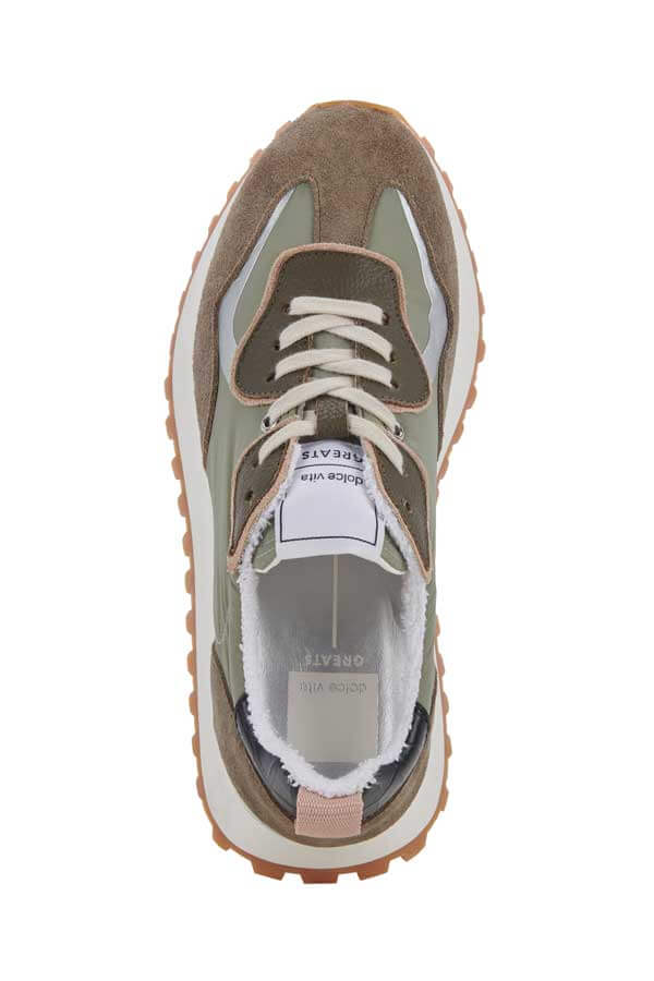 Dolce Vita X Greats Reubin Sneakers army green top | MILK MONEY milkmoney.co | cute shoes for women. ladies shoes. nice shoes for women. footwear for women. ladies shoes online. ladies footwear. womens shoes and boots. pretty shoes for women. beautiful shoes for women.