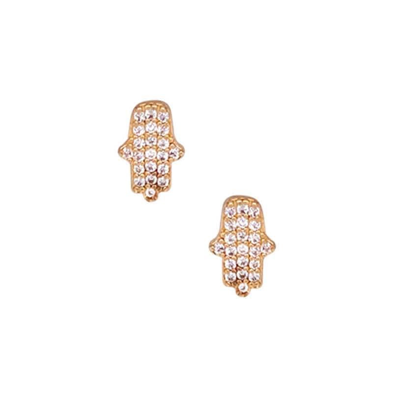 Everyday Hamsa Pave Stud Earrings gold front MILK MONEY