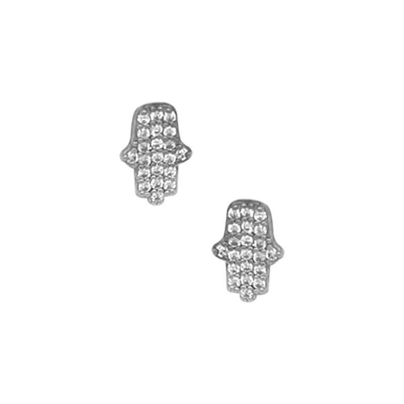 Everyday Hamsa Pave Stud Earrings silver front MILK MONEY