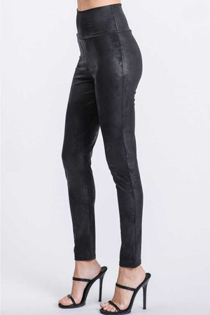 Faux Leather High Waisted Skinny Leggings black side | MILK MONEY milkmoney.co | cute clothes for women. womens online clothing. trendy online clothing stores. womens casual clothing online. trendy clothes online. trendy women's clothing online. ladies online clothing stores. trendy women's clothing stores. cute female clothes.