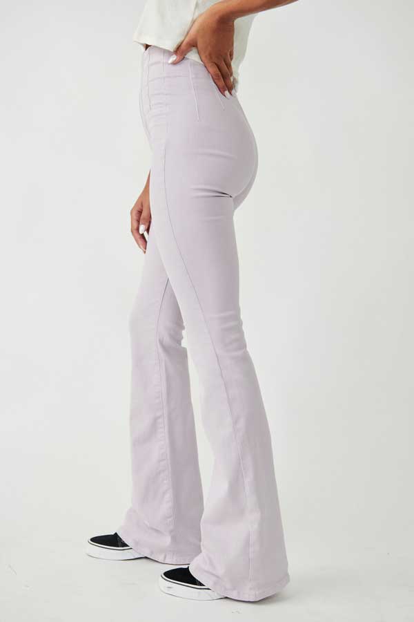 Free People Jayde Flare Jeans lavender side | MILK MONEY milkmoney.co | free people clothing. boho chic clothing. boho fashion. boho fashion. boho clothing online. bohemian fashion. boho clothing brands. bohemian clothing brands. free spirit clothing. freedom clothing. bohemian chic clothing. bohem clothing. free people women's clothing. cute boho clothing. womens boho clothing.