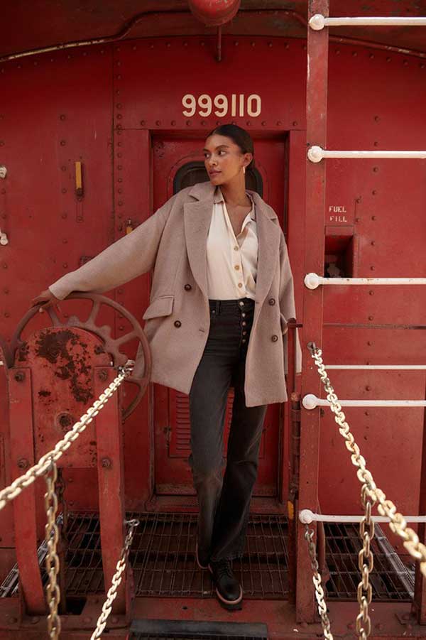 Fuzzy Double Breasted Overcoat stone front | MILK MONEY milkmoney.co | cute jackets for women. cute coats. cool jackets for women. stylish jackets for women. trendy jackets for women. trendy womens coats.