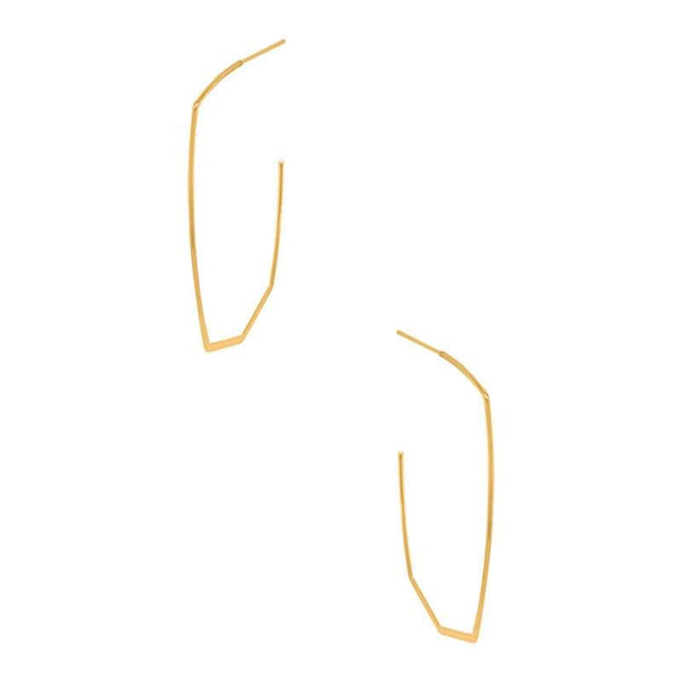 Geometric Teardrop Long Hoop Earrings gold side MILK MONEY