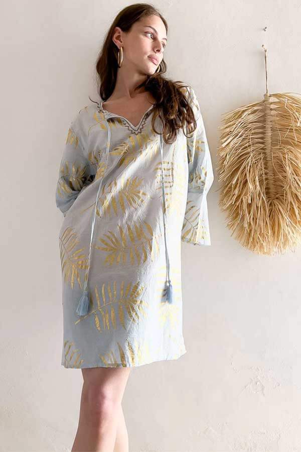 Gold Palm Tunic Dress