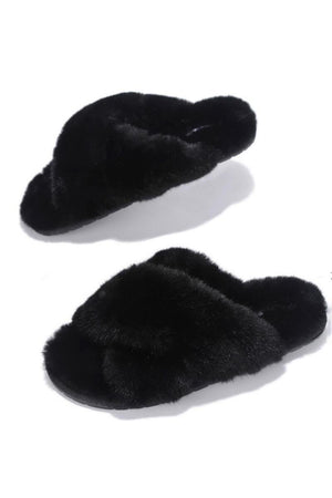 Mayberry Faux Fur Slippers black MILK MONEY