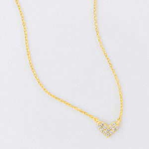 Mini Pave Heart Charm Necklace gold MILK MONEY