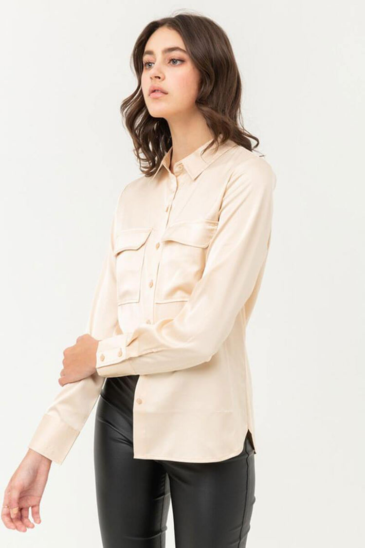 Oxford Silky Blouse Top champ side MILK MONEY