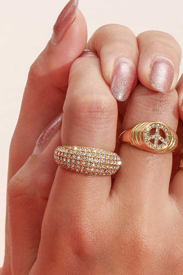 Pavé Dome Ring lifestyle gold | MILK MONEY milkmoney.co | cute rings, simple rings, casual rings, simple rings for women, trendy rings, cute rings for women, cute cheap rings, casual rings for women