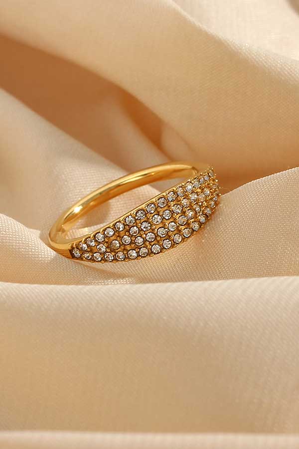 Pavé Thin Dome Ring gold front | MILK MONEY milkmoney.co | cute rings, simple rings, casual rings, simple rings for women, trendy rings, cute rings for women, cute cheap rings, casual rings for women