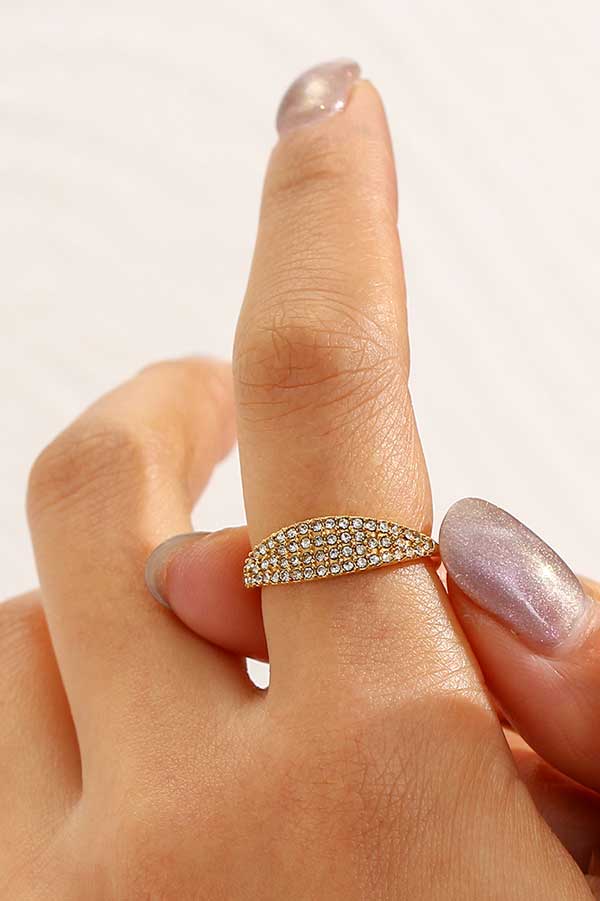 Pavé Thin Dome Ring gold model | MILK MONEY milkmoney.co | cute rings, simple rings, casual rings, simple rings for women, trendy rings, cute rings for women, cute cheap rings, casual rings for women