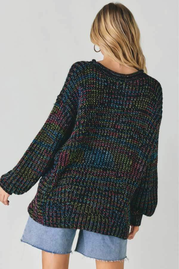 Rainbow Knit Crew Neck Sweater back | MILK MONEY milkmoney.co | cute clothes for women. womens online clothing. trendy online clothing stores. womens casual clothing online. trendy clothes online. trendy women's clothing online. ladies online clothing stores. trendy women's clothing stores. cute female clothes.