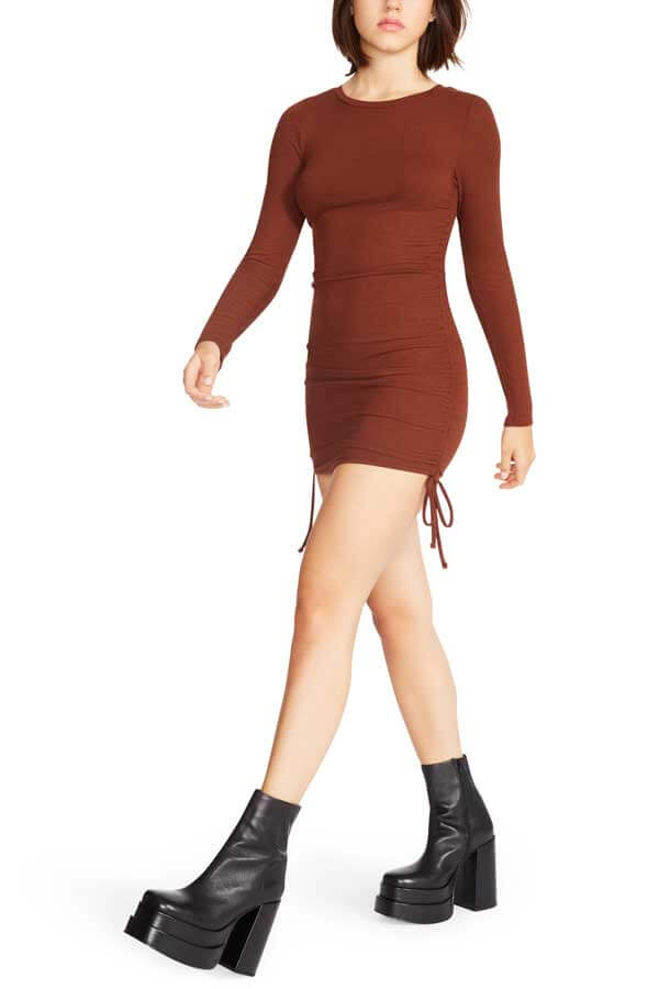 Steve Madden #1 Crush Dress coffee side | MILK MONEY milkmoney.co | cute clothes for women. womens online clothing. trendy online clothing stores. womens casual clothing online. trendy clothes online. trendy women's clothing online. ladies online clothing stores. trendy women's clothing stores. cute female clothes.