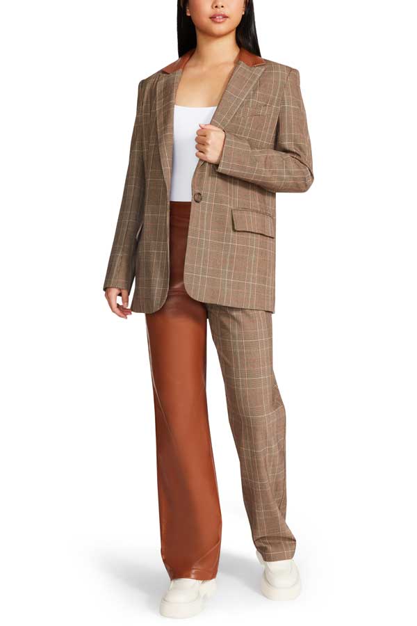 Steve Madden Audrey Blazer brown front | MILK MONEY milkmoney.co | cute clothes for women. womens online clothing. trendy online clothing stores. womens casual clothing online. trendy clothes online. trendy women's clothing online. ladies online clothing stores. trendy women's clothing stores. cute female clothes.