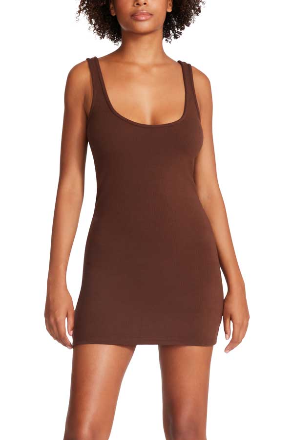 Steve Madden Becca Mini Dress And Jacket Set brown front | MILK MONEY milkmoney.co | cute clothes for women. womens online clothing. trendy online clothing stores. womens casual clothing online. trendy clothes online. trendy women's clothing online. ladies online clothing stores. trendy women's clothing stores. cute female clothes.