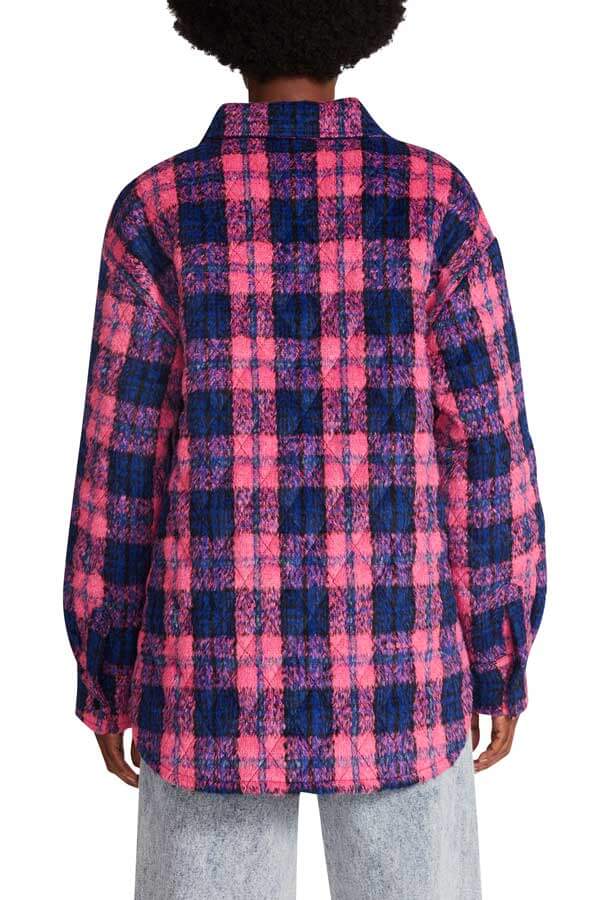Steve Madden Belle Plaid Shacket pink back | MILK MONEY milkmoney.co | cute jackets for women. cute coats. cool jackets for women. stylish jackets for women. trendy jackets for women. trendy womens coats.