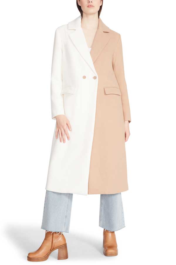 Steve Madden Caroline Colorblock Coat camel front | MILK MONEY milkmoney.co | cute jackets for women. cute coats. cool jackets for women. stylish jackets for women. trendy jackets for women. trendy womens coats.