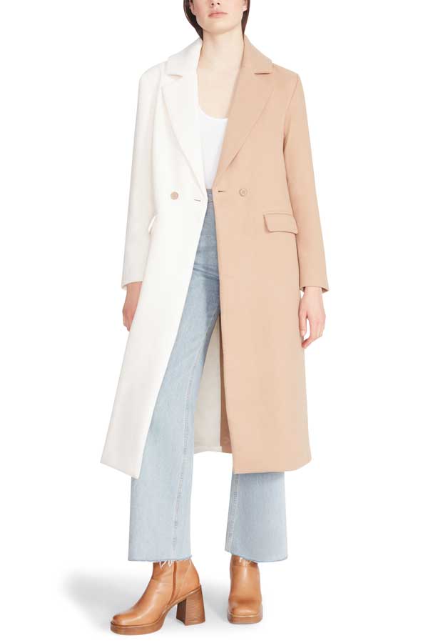 Steve Madden Caroline Colorblock Coat camel front | MILK MONEY milkmoney.co | cute jackets for women. cute coats. cool jackets for women. stylish jackets for women. trendy jackets for women. trendy womens coats.