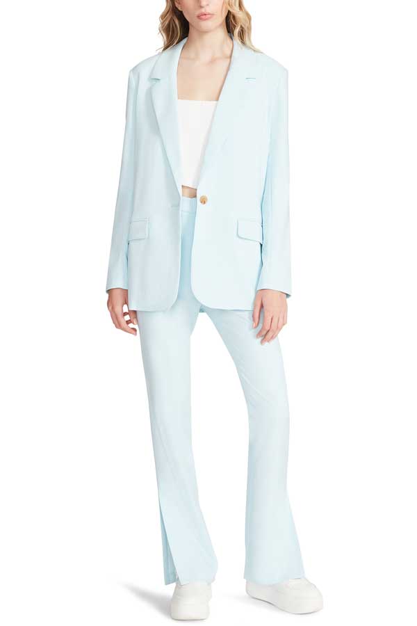 Steve Madden Kaira Blazer light blue front | MILK MONEY milkmoney.co | cute jackets for women. cute coats. cool jackets for women. stylish jackets for women. trendy jackets for women. trendy womens coats.