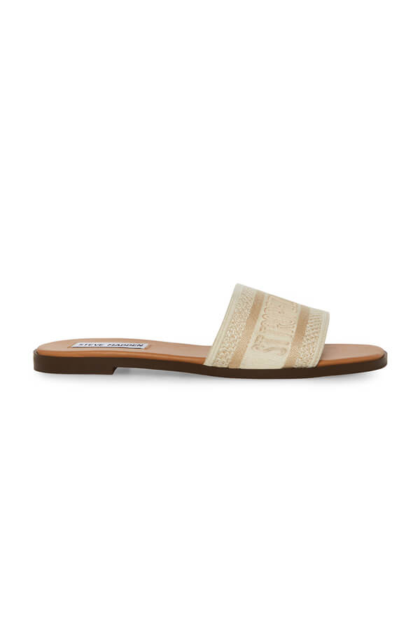 Steve Madden Knox Sandal gold side | MILK MONEY milkmoney.co | cute sandals for women. cute slides for women. trendy womens sandals. women sandals online. pretty sandals for women. cute slides womens.